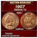 1907 Indian Cent . 1c ms66 rd SEGS
