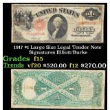 1917 $1 Large Size Legal Tender Note Grades f+ Sig