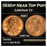 1930-p Lincoln Cent Near Top Pop! 1c ms67 rd SEGS