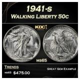 1941-s Walking Liberty Half Dollar 50c Grades ms65