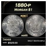 1880-p Morgan Dollar $1 Grades ms65