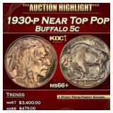 1930-p Buffalo Nickel Near Top Pop 5c ms66+ SEGS