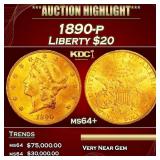 1890-p Gold Liberty Double Eagle $20 ms64+ SEGS