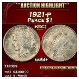 1921-p Peace Dollar $1 ms64+ SEGS