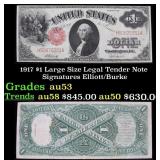 1917 $1 Large Size Legal Tender Note Grades Select