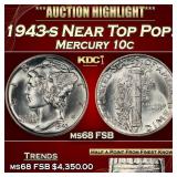 1943-s Mercury Dime Near Top Pop! 10c ms68 FSB SEG