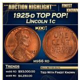 1925-d Lincoln Cent TOP POP! 1c ms66 rd SEGS
