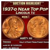 1937-d Lincoln Cent Near Top Pop 1c ms67+ rd SEGS