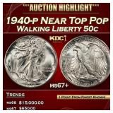 1940-p Walking Liberty Half Dollar Near Top Pop 50