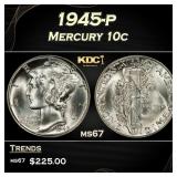 1945-p Mercury Dime 10c ms67 SEGS