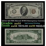 1934A $10 FRN Hawaii WWII Emergency Currency Grade