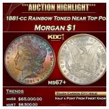 1881-cc Morgan Dollar Rainbow Toned Near Top Pop $