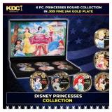 6 PC. Disney Princesses Gold Plated Round Collecti