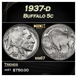 1937-d Buffalo Nickel 5c ms67 SEGS