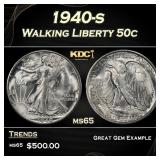 1940-s Walking Liberty Half Dollar 50c Grades ms65