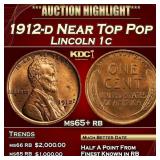 1912-d Lincoln Cent Near Top Pop 1c ms65+ rb SEGS