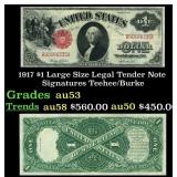1917 $1 Large Size Legal Tender Note Grades Select