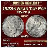 1923-s Peace Dollar Near Top Pop $1 ms65+ SEGS