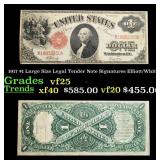 1917 $1 Large Size Legal Tender Note Grades vf+ Si