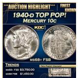 1940-d Mercury Dime TOP POP! 10c ms68+ FSB SEGS
