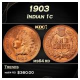 1903 Indian Cent . 1c Grades ms64 rd