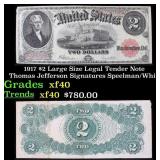 1917 $2 Large Size Legal Tender Note Thomas Jeffer