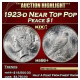 1923-d Peace Dollar Near Top Pop $1 ms66+ SEGS