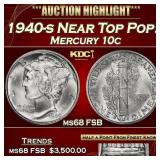 1940-s Mercury Dime Near Top Pop! 10c ms68 FSB SEG