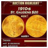 1910-s Gold St. Gaudens Double Eagle $20 ms66+ SEG