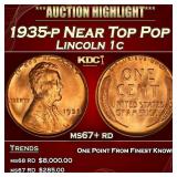 1935-p Lincoln Cent Near Top Pop 1c ms67+ rd SEGS