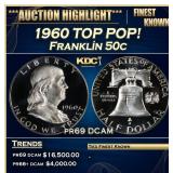 1960 Proof Franklin Half Dollar TOP POP! 50c pr69