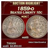 1859-o Seated Liberty Dime 10c ms65 SEGS