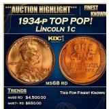 1934-p Lincoln Cent TOP POP! 1c ms68 rd SEGS