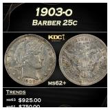 1903-o Barber Quarter 25c Grades ms62+