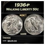 1936-p Walking Liberty Half Dollar 50c Grades ms66