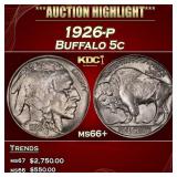 1926-p Buffalo Nickel 5c ms66+ SEGS