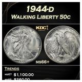 1944-d Walking Liberty Half Dollar 50c ms66+ SEGS