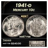1941-d Mercury Dime 10c ms67 fsb SEGS