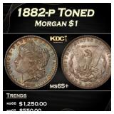 1882-p Morgan Dollar Toned $1 Grades ms65+