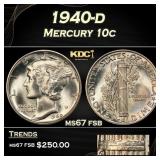 1940-d Mercury Dime 10c ms67 fsb SEGS