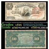 1886 $10 Red Seal Silver Certificate "Tombstone" F