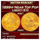 1899-p Gold Liberty Eagle Near Top Pop $10 ms66+ S