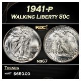 1941-p Walking Liberty Half Dollar 50c ms67 SEGS