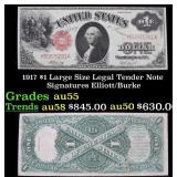1917 $1 Large Size Legal Tender Note Grades Choice