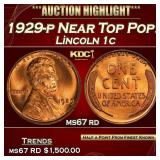 1929-p Lincoln Cent Near Top Pop! 1c ms67 rd SEGS
