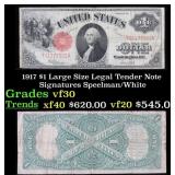 1917 $1 Large Size Legal Tender Note Grades vf++ S