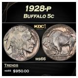 1928-p Buffalo Nickel 5c Grades ms66