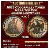 1883 Proof Seated Liberty Quarter Colorfully Toned