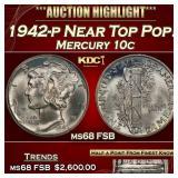 1942-p Mercury Dime Near Top Pop! 10c ms68 FSB SEG