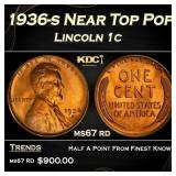 1936-s Lincoln Cent Near Top Pop 1c ms67 rd SEGS